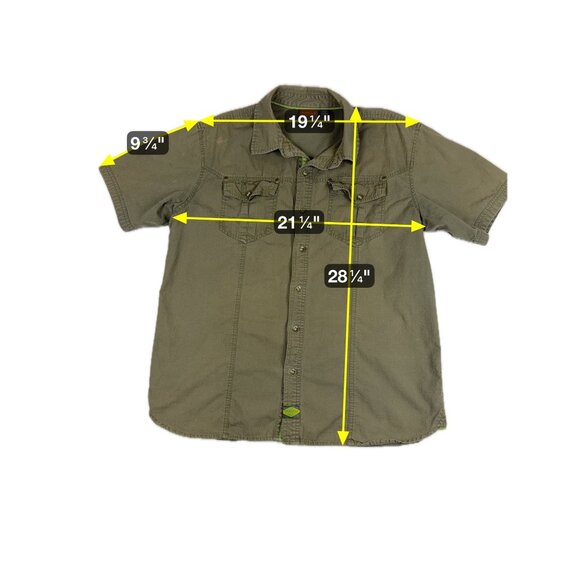 Merrell Short Sleeve Button Up Shirt Olive Green Men's Size Large Outdoor Casual - Picture 8 of 8